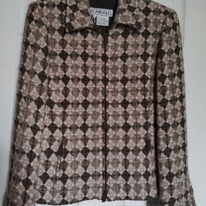 Carlisle Women's Geometric Brown and Cream Blazer